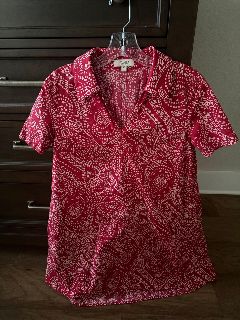 Red Paisley Short-Sleeve Shirt